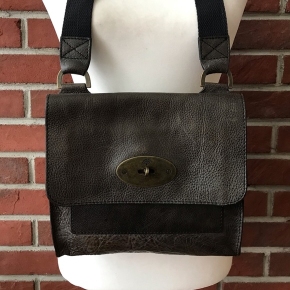 •❤️SOLD❤️Mulberry Anthony Grey Leather Messenger Crossbody Unisex Bag - Picture 14 of 16